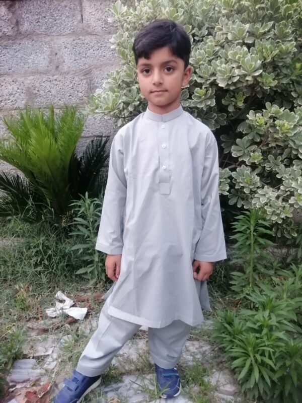 Boys Cotton Kurta Shalwar – light gray (Soft & Breathable Cotton)
